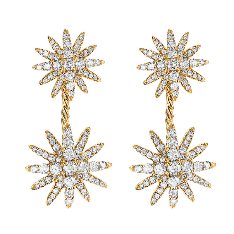 Серьги David Yurman из жжелтого золота с бриллиантами круглой огранки, коллекция Starburst