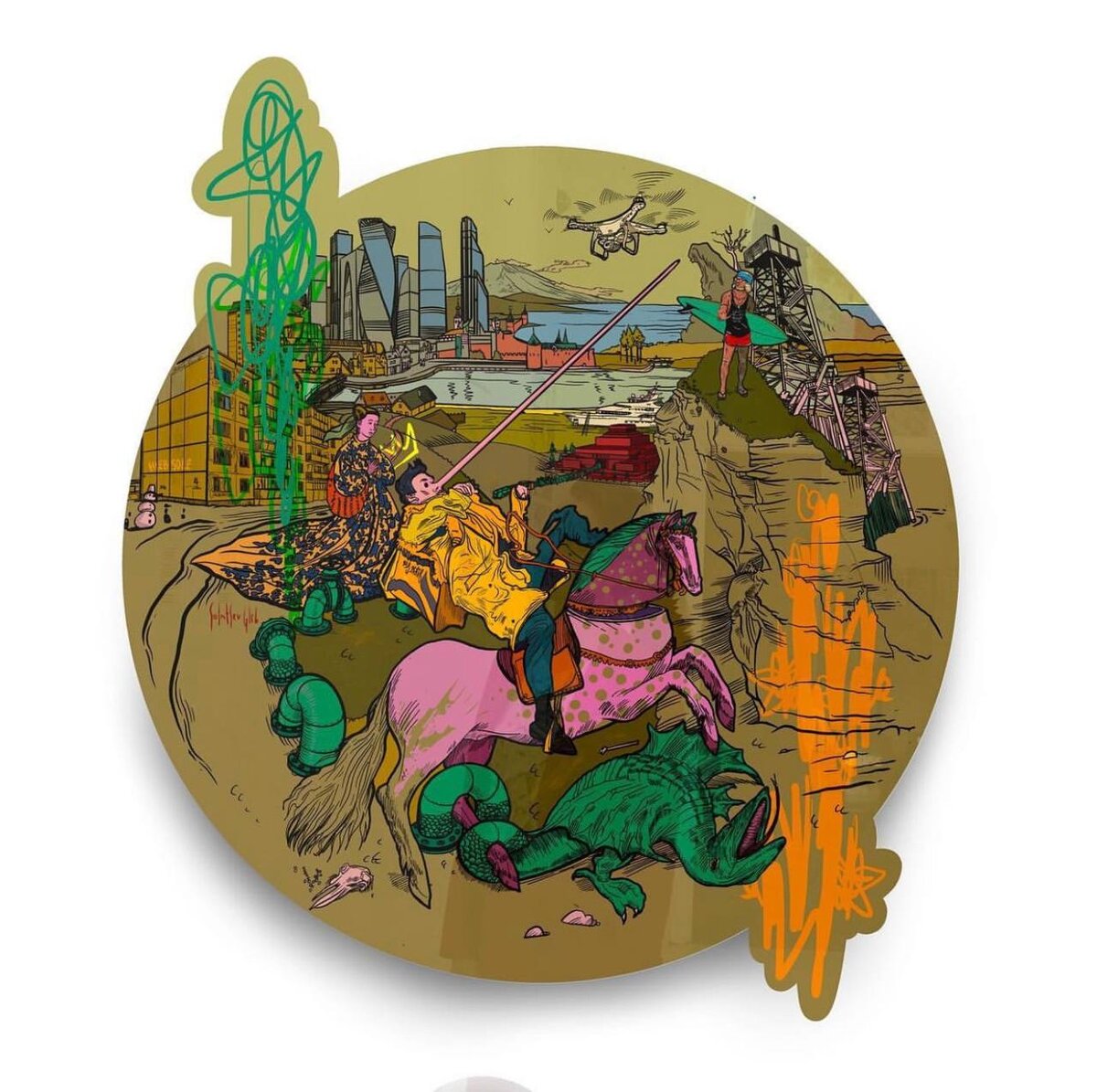 Серия “Кристаллизация момента”, «Георгий Обедоносец», 2020 г.
130 x 100 см
Акрил, УФ-печать, AR
Уникальность работы: 5 экземпляров