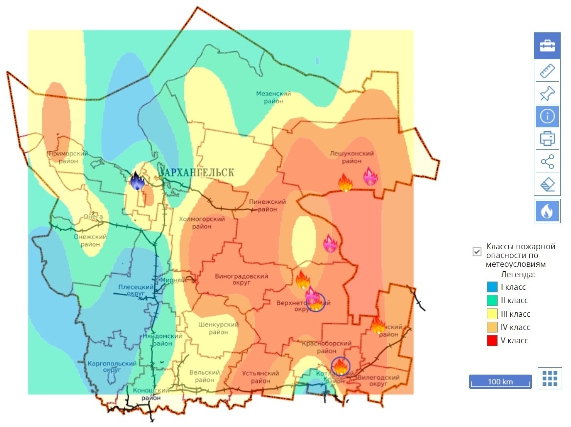 Лесопожарная обстановка в Архангельской области по состоянию на 11 июля 2022 г.