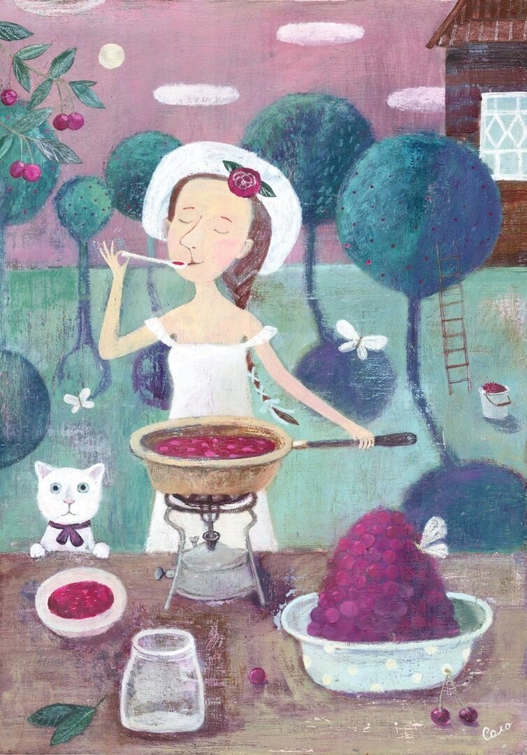 Пенка вишневого варенья самая вкусная в этом уверена и художник Светлана Соловьева.