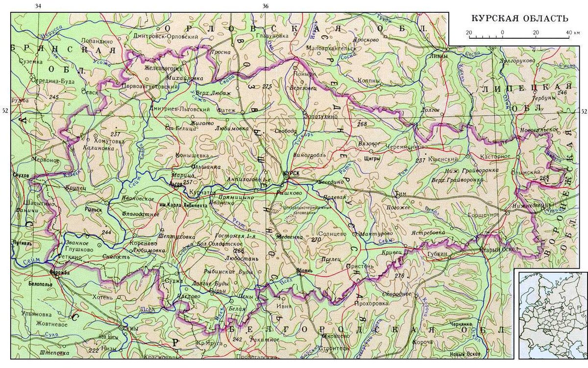 Крупная карта курской области