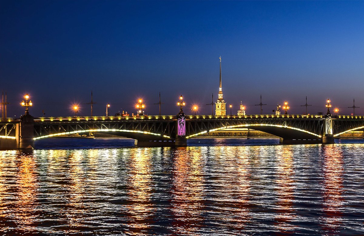 Троицкий мост в санкт петербурге ночью