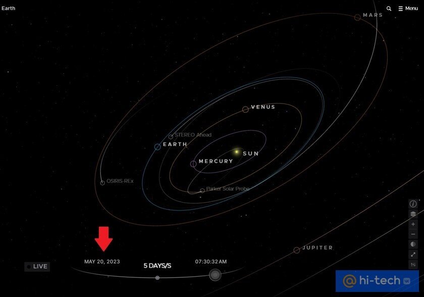    Обратите внимание на дату. Чем не путешествие в будущее? Фото: eyes.nasa.gov