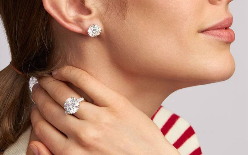 Кольцо и серьги Mercury Classic в белом золоте с бриллиантами