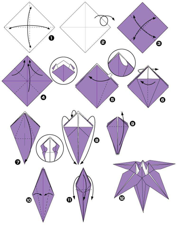 Оригами цветок схема для детей