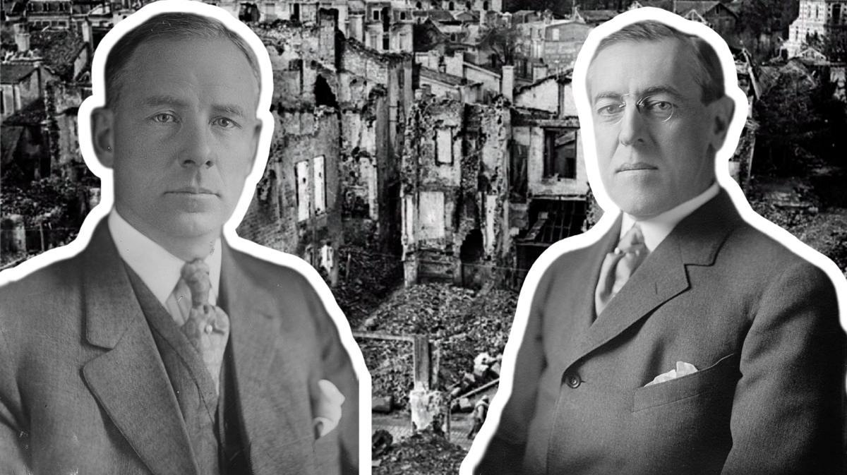 Слева банкир Томас Ламинат, справа 28-ой президент США Вудро Вильсон