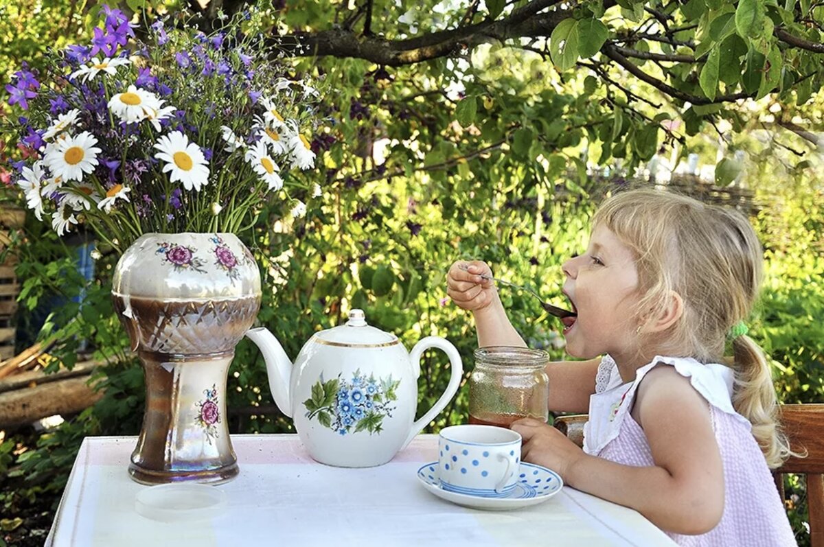 Сидим дома пьем чай. Чаепитие в саду. Чаепитие на даче. Летний чай в саду. Летнее чаепитие в саду.