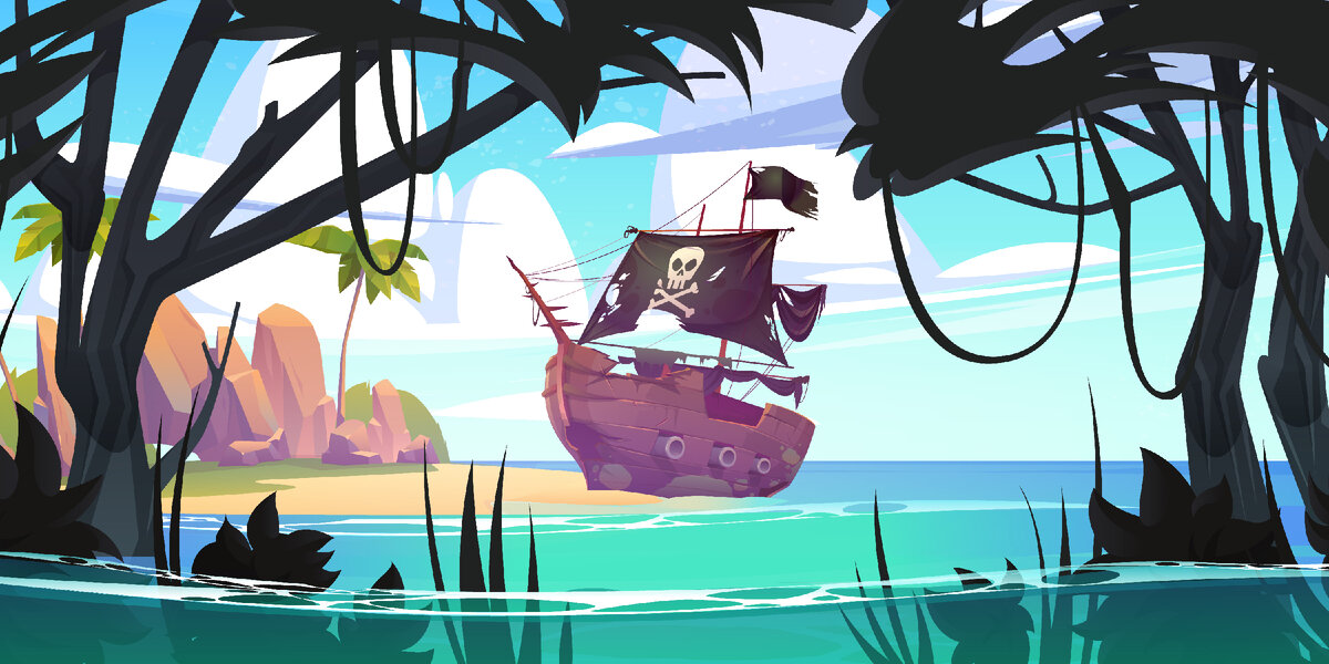 https://www.freepik.com/free-vector/pirate-ship-tropical-island-filibuster-boat Image by upklyak</a> on Freepik