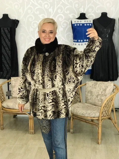 Шубка из цветной норки"Летучая мышь"