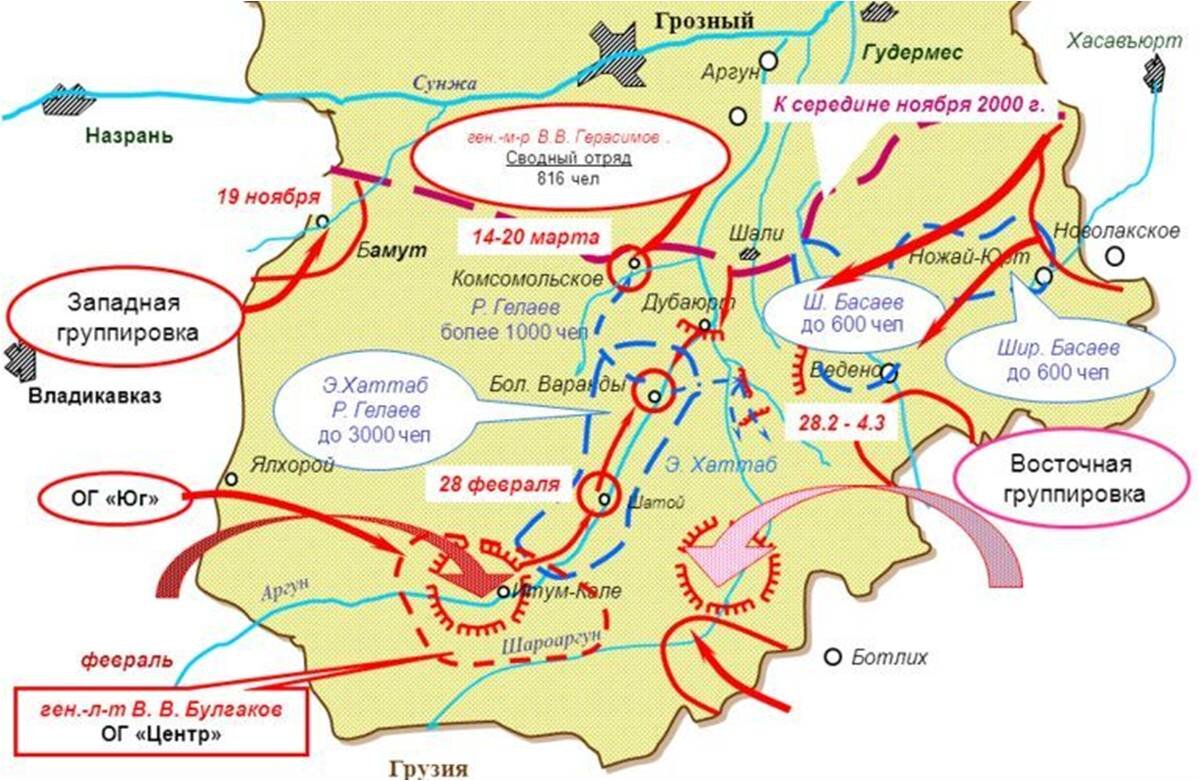 Карта второй чеченской войны