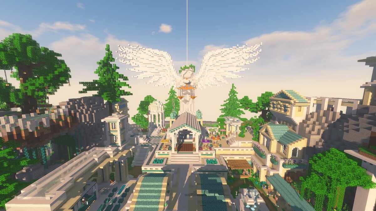 Так выглядел наш первый спавн на 7Heaven. В тематике греческих богов. 