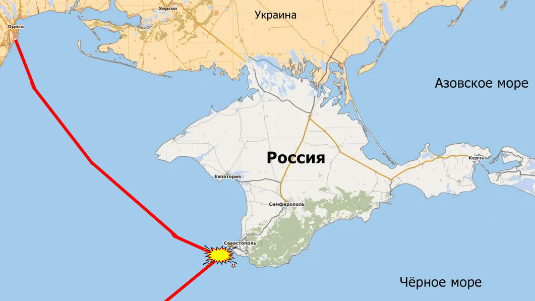 Траектория пути британского эсминца Defender в Черном море3
