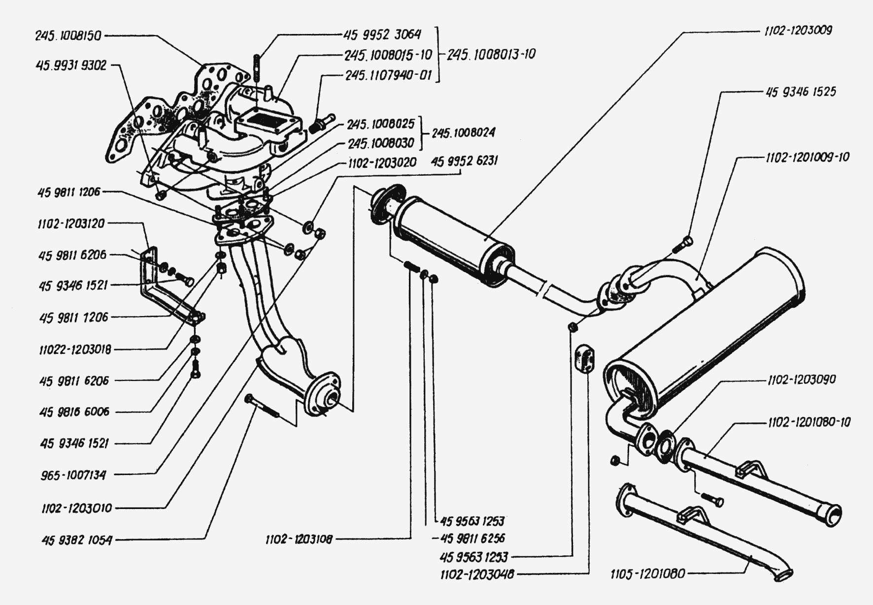 Схема выхлопной системы ЗАЗ 1102 таврия