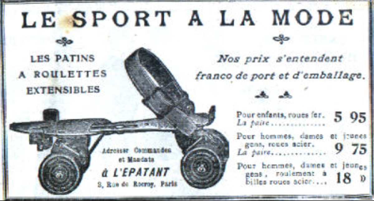 Реклама роликовых коньков в одной из газет XVIII века