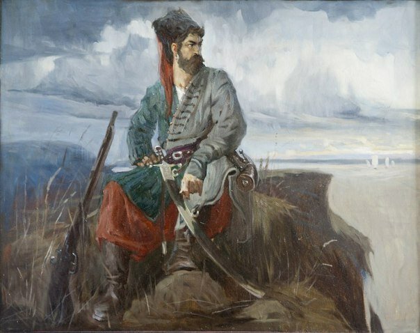 Картина казаки в лодке