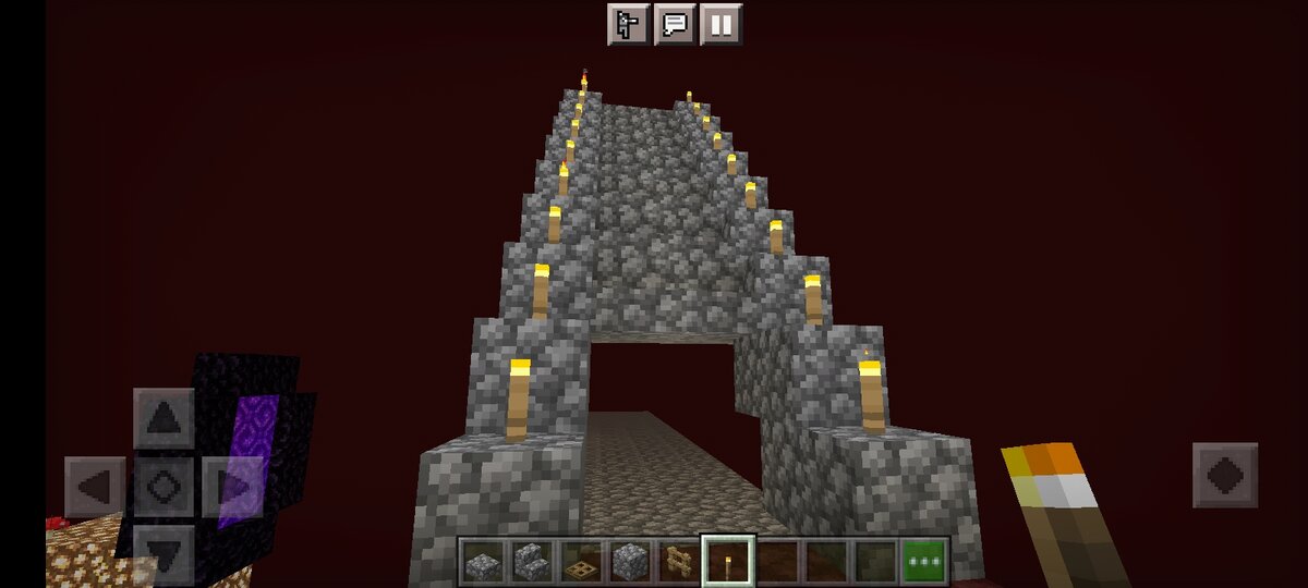 Освещаем (по краям лестницу пришлось заменить на булыжник)