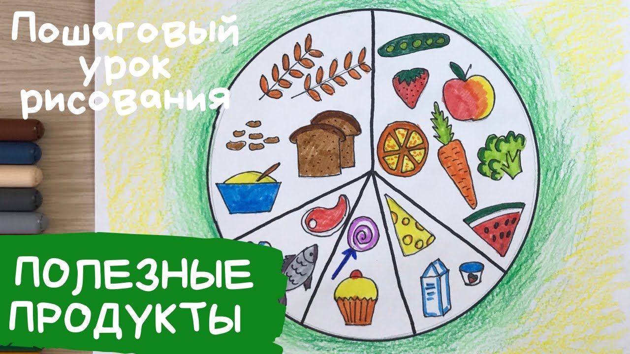 Рисунок полезные продукты. Здоровое питание и здоровый образ жизни. Рисунок  витамины. Здоровая жизнь. Карандаши и краски.