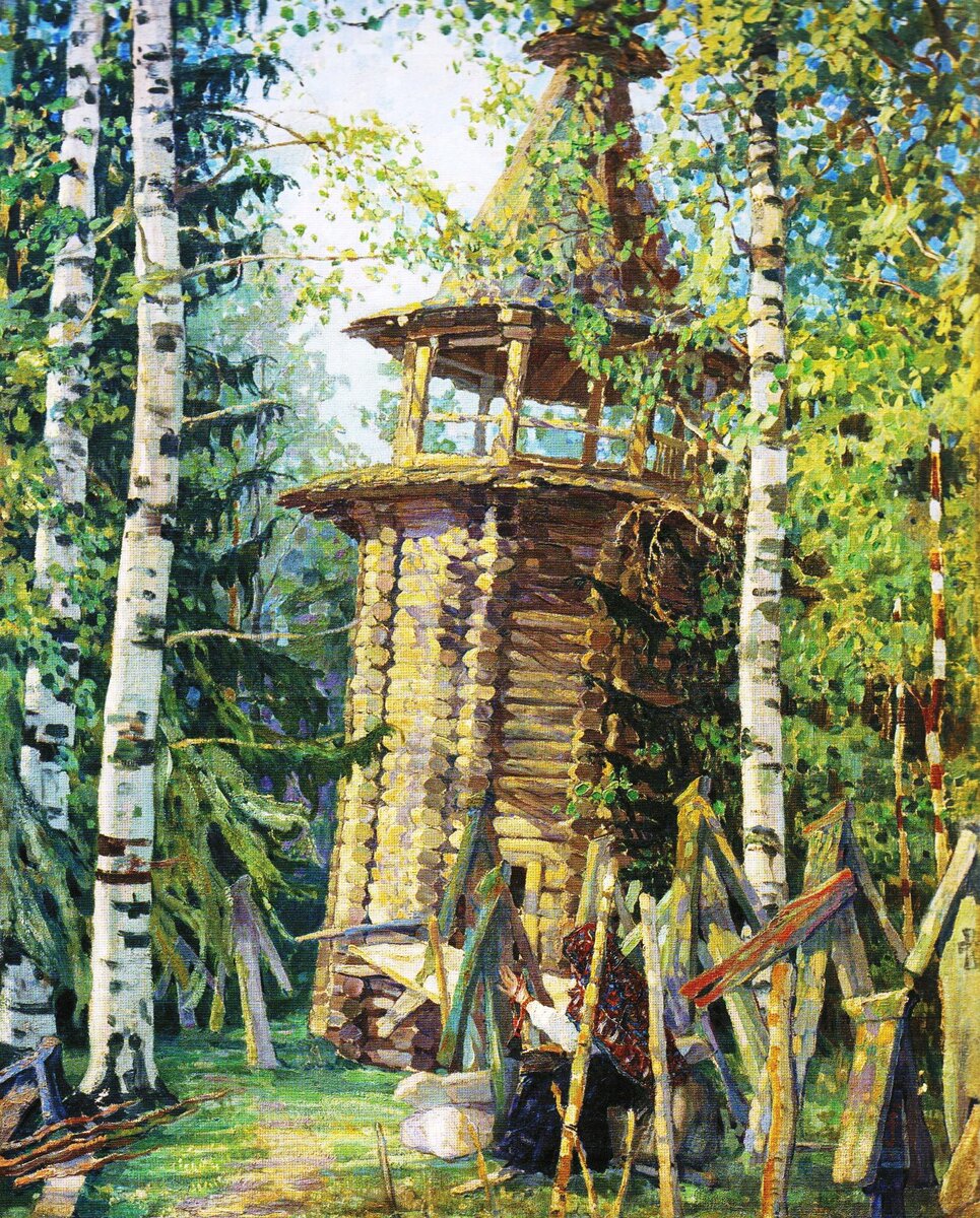 В. А. Плотников. В скиту. 1910 г. Холст, масло. 101,5 х 80,5 см. Собрание Государсивенного музея истории религии

