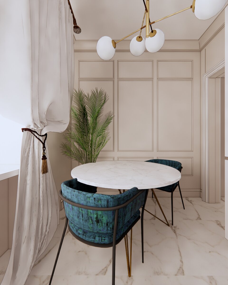 Яркие стулья и небольшой круглый стол