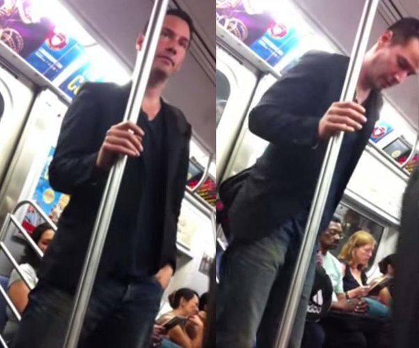 Киану Ривз в метро