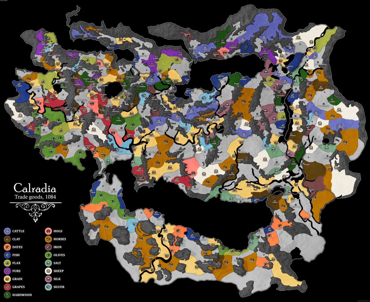 Подробная карта ресурсов для торговли в Mount & Blade 2: Bannerlord.