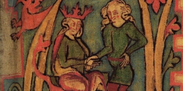 Харальд I Прекрасноволосый на иллюстрации из рукописи Flateyjarbók, XIV век. Изображение: Wikimedia Commons📷
