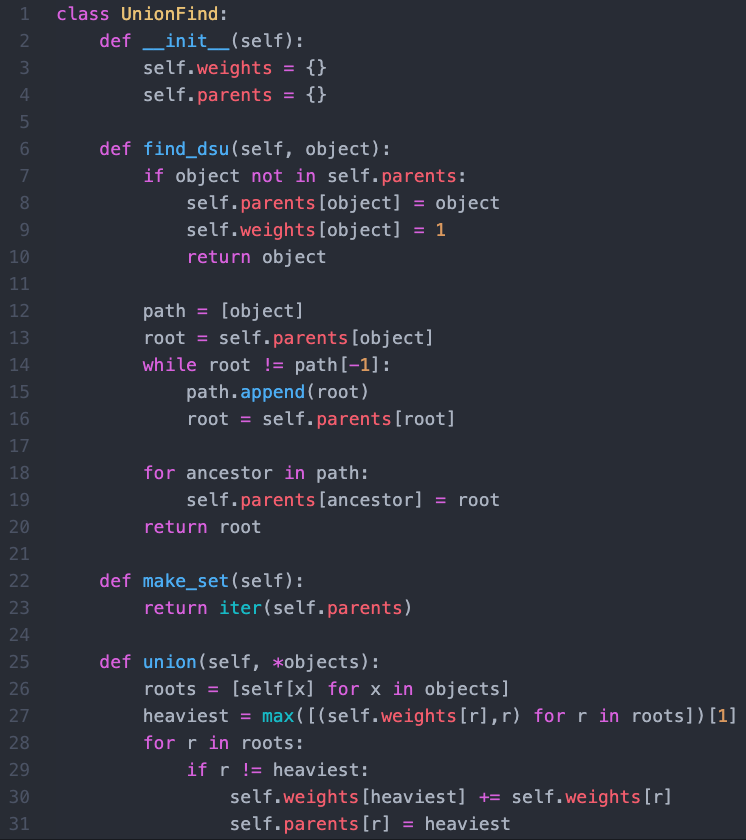 так выглядит реализация DSU на python