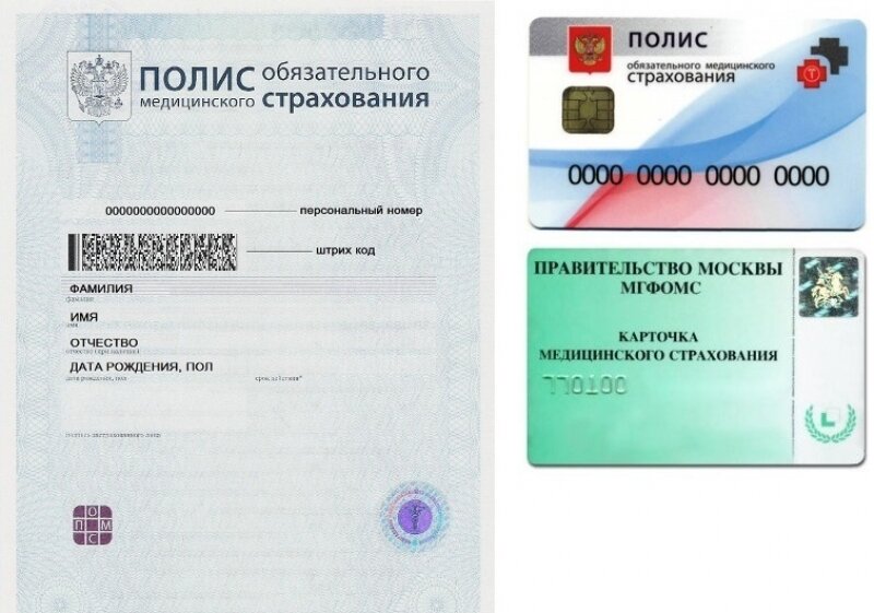 Полис обязательного медицинского страхования. Бывает бумажный и электронный. А в Москве, как обычно, есть полис собственно образца - зелёный.