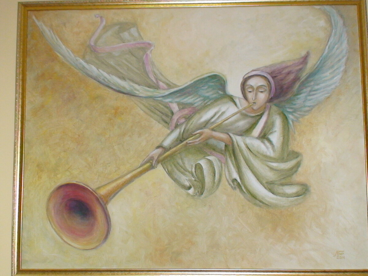 Ангелы первые. Трубящий ангел Архангел фреска. Ангелы трубят апокалипсис. Труба Архангела Гавриила.