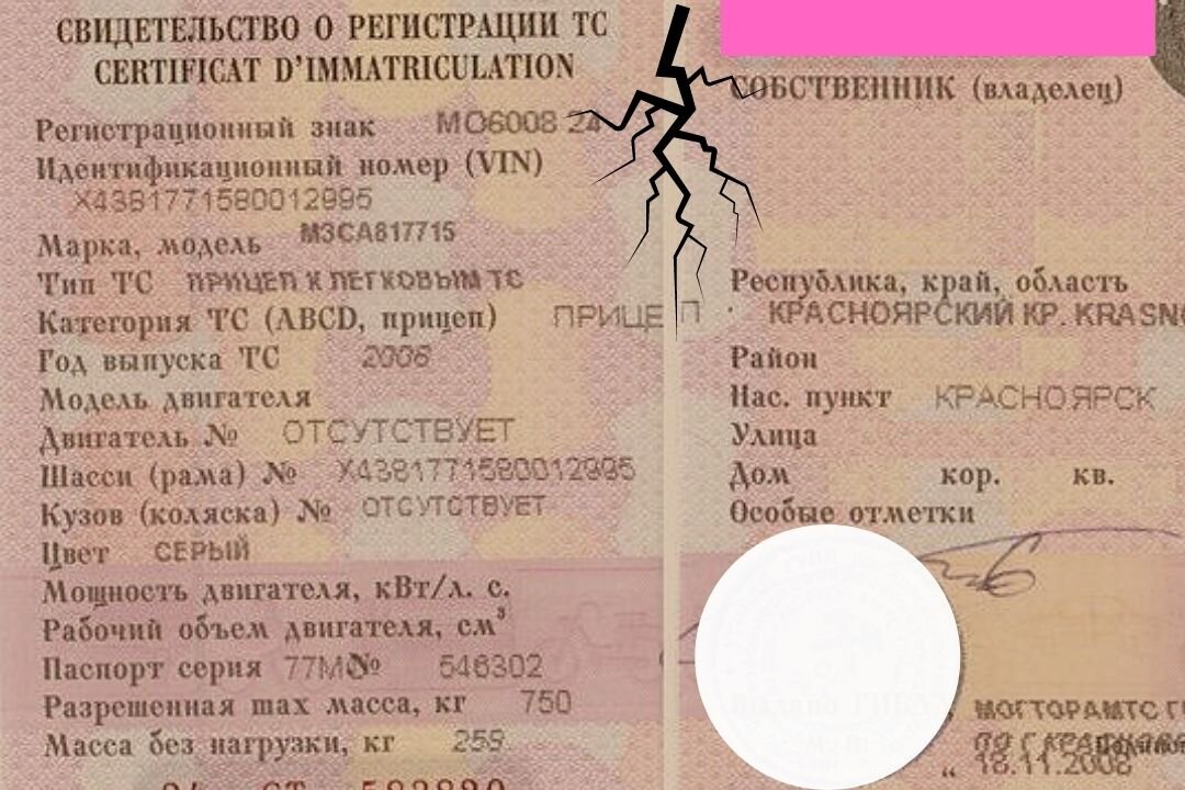 свидетельство автомашины