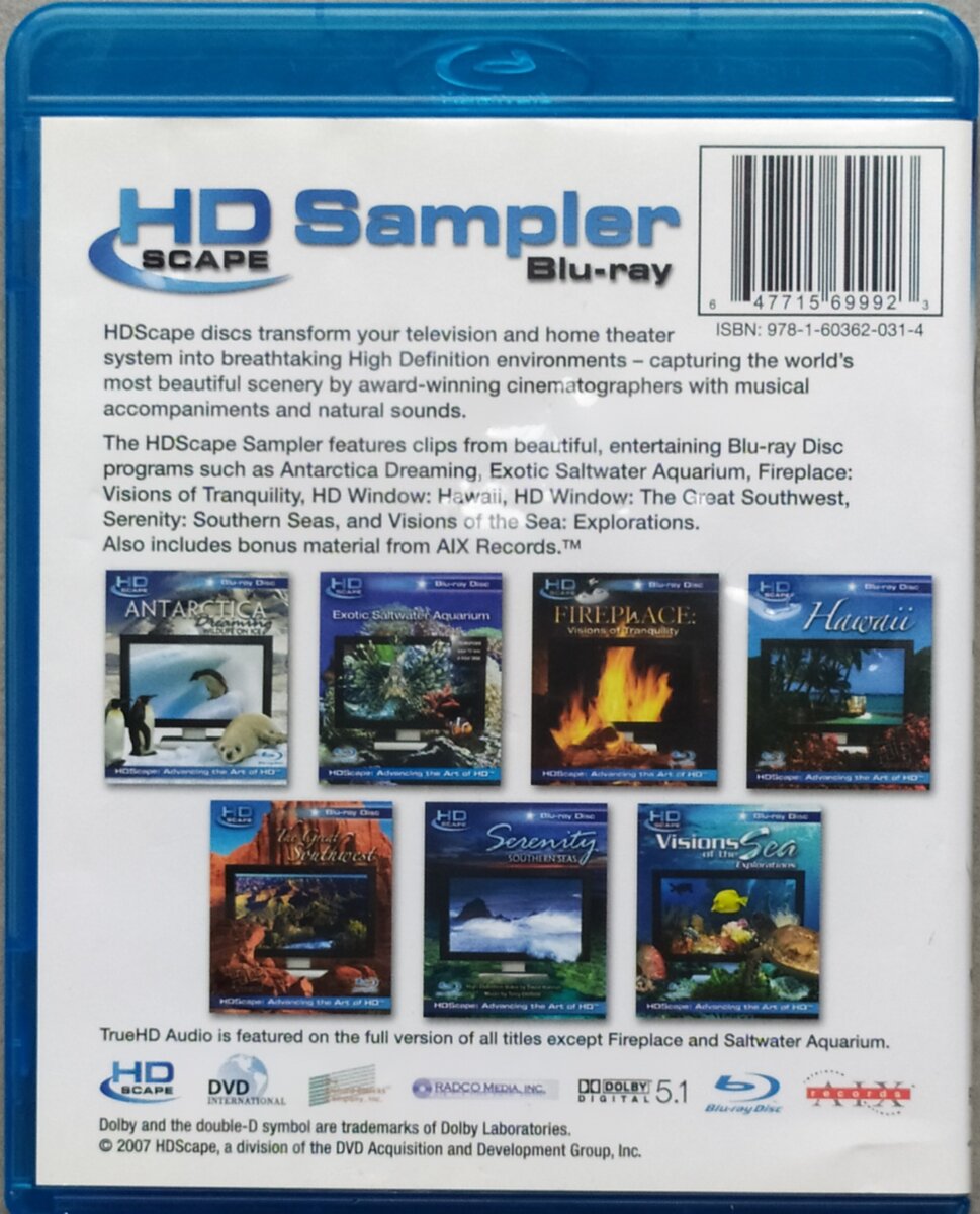 HD Scape Sampler "Advancing the Art of HD" Blu-ray 5.1 - tracklist