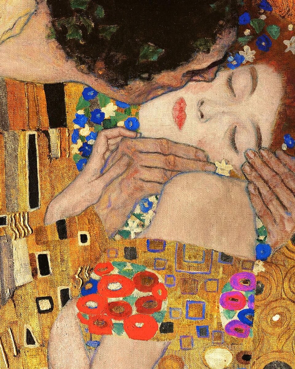 "Поцелуй" лица персонажей картины