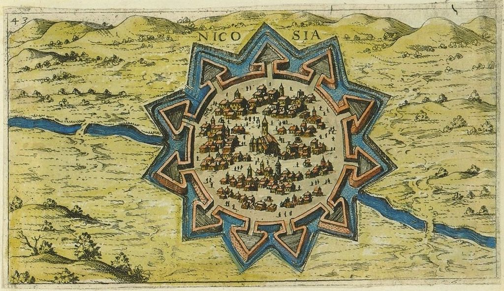 Карта военных звёздчатых укреплений Никосии венецианского картографа Джакомо Франко