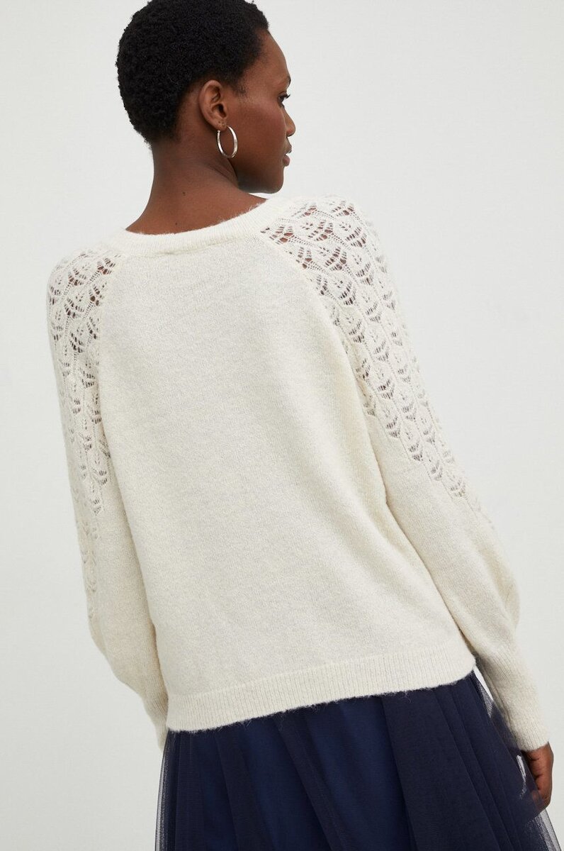 Пуловер с ажурной кокеткой спицами. Схема узора