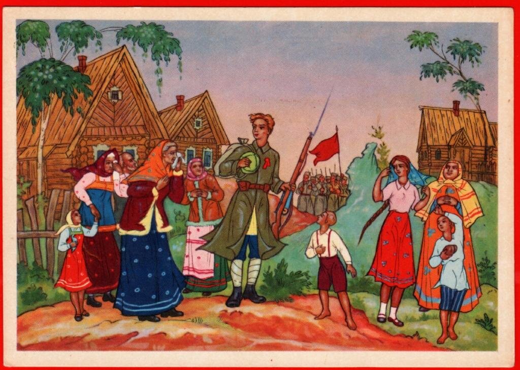 Шкатулка . КакКак родная мать меня провожала.. с.Палех 1974 художник Кочетов Г.Н. 