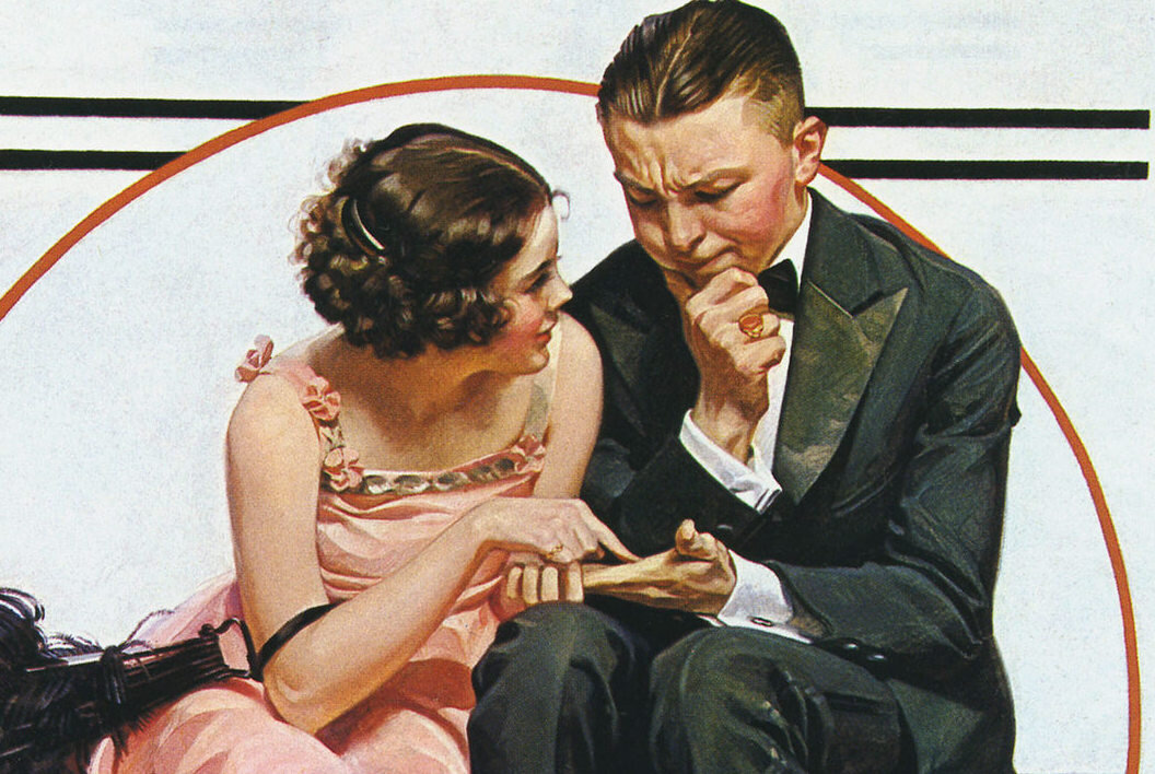 Норман Роквелл «Читающая по руке», фрагмент