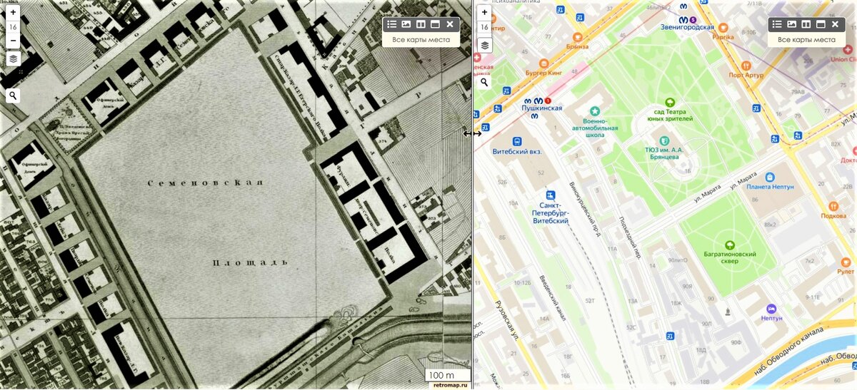 Семёновский плац 1828 год современность