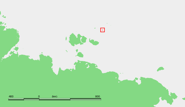 Остров Жохова на карте (отмечен красным квадратом). Рисунок из свободных источников в Интернете.