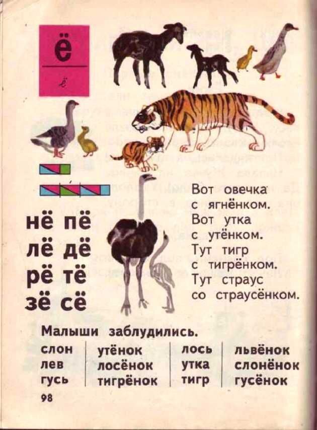     Доктор педагогических наук Всеслав Горецкий построил свой букварь не согласно алфавиту, а по частоте употребления букв в речи и на письме: открывали книгу «а» и «о», а закрывали «ь» и «ъ».-49