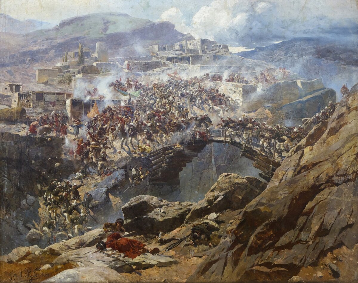 Франц Рубо. Штурм аула Ахульго, 1888 г. Общественное достояние