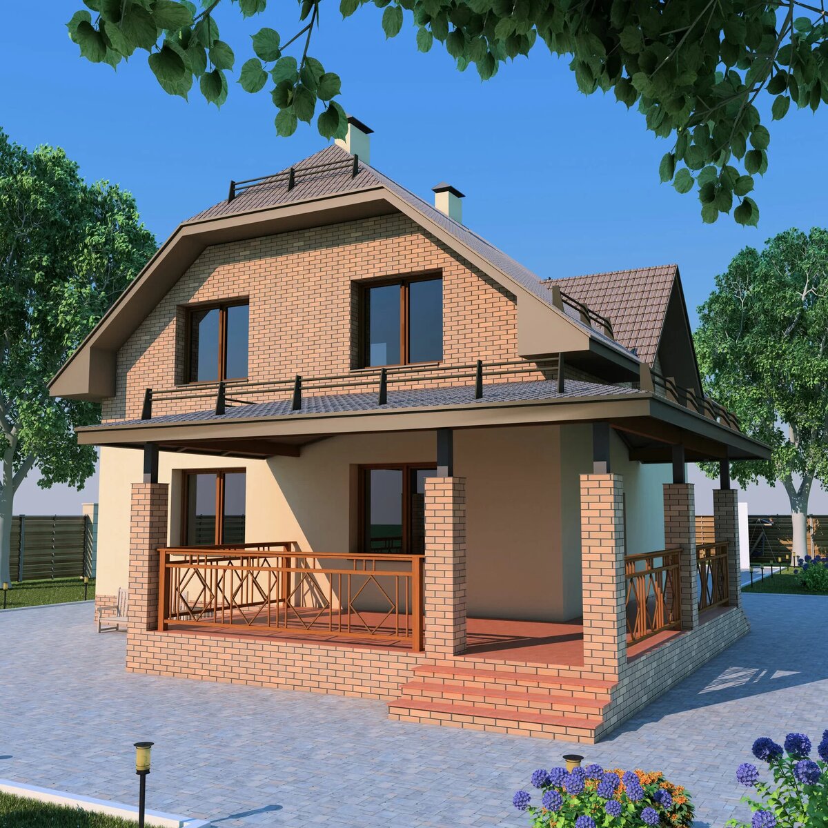 Задний и левый фасады. Источник изображения: сайт idealdomschool.ru.