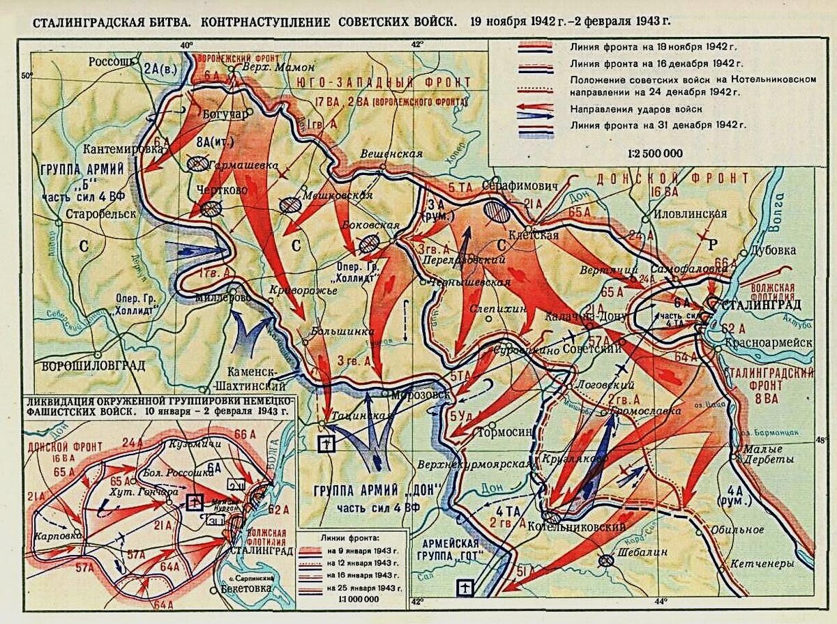Карта Сталинградской битвы 1942-1943