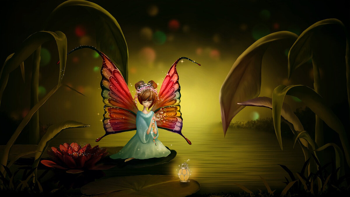 Winged tale. Сказочная бабочка. Фея в лилии. Бабочки Сказочная Огненная.