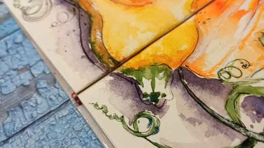 Тыквы на полный разворот в смешанной технике. Полная цветовая раскладка ...