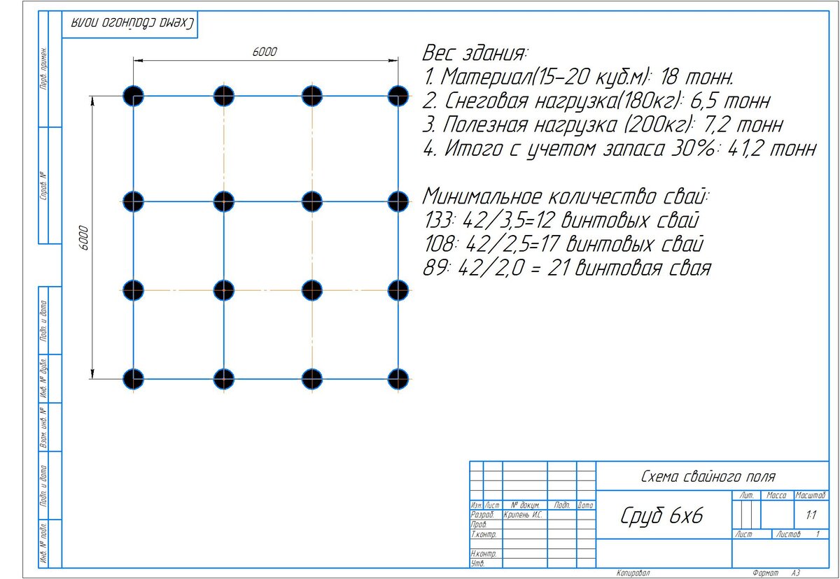Схема свайного поля под дом 6х6 | Строительство от А до Я | Дзен