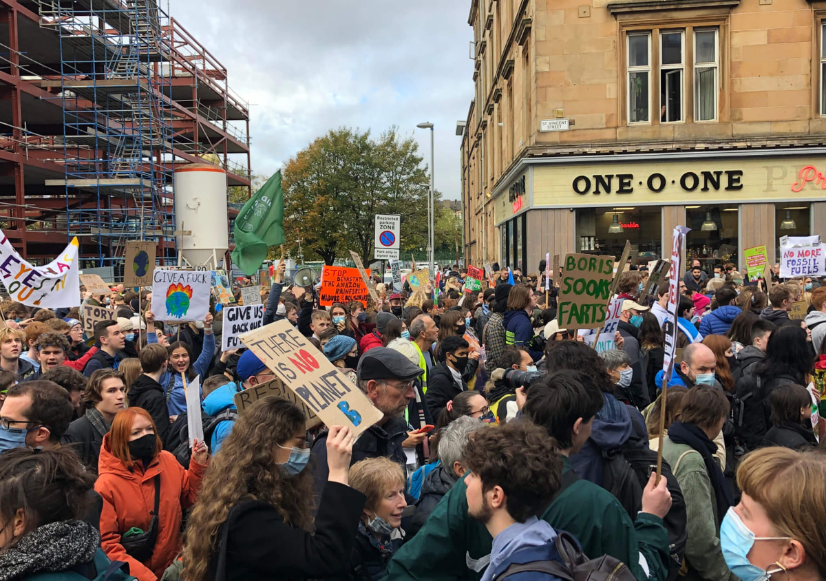 Климатический марш на саммите COP26 в Глазго Фото: Георгий Кожевников / Plus-one.ru