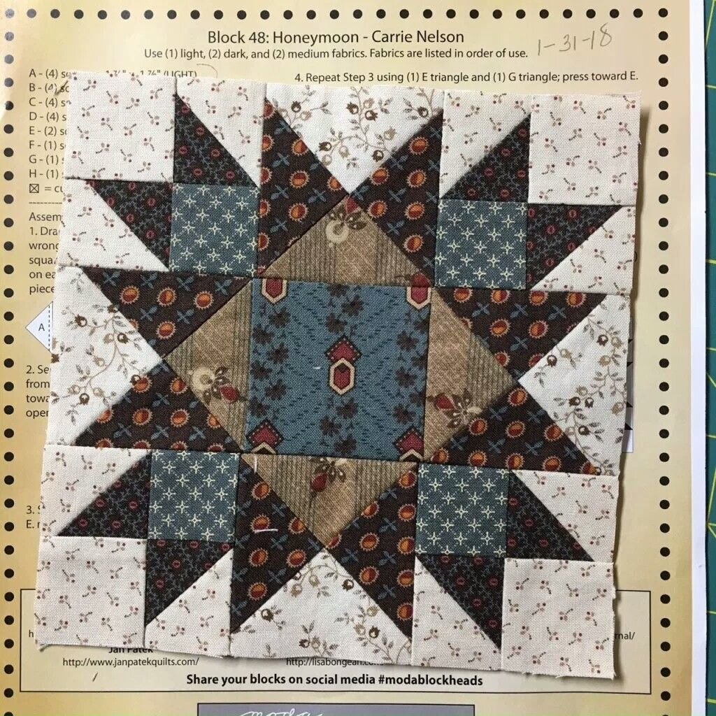 Лоскутный блок "Медовый месяц" (Honeymoon) pinterest.ru