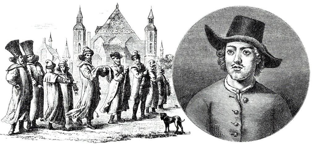 Великое посольство по гравюре современника. Портрет Петра I в одежде голландского матроса. Авторство: Marcus. [1],[2], Общественное достояние, https://commons.wikimedia.org/w/index.php?curid=2238593