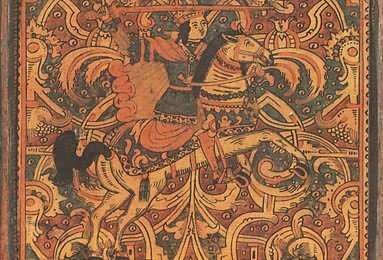 Бова Королевич, роспись сундука из Великого Устюга, XVIII век.