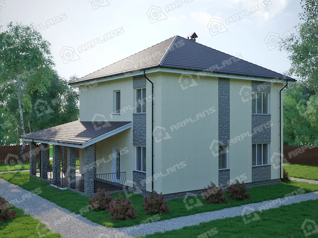 Внешний вид дома. Источник изображения: канал "Arplans.ru - проекты домов" 